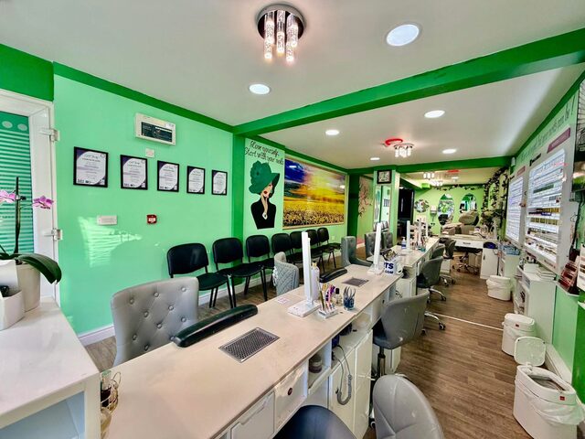 Clients having their nails done inside the salon